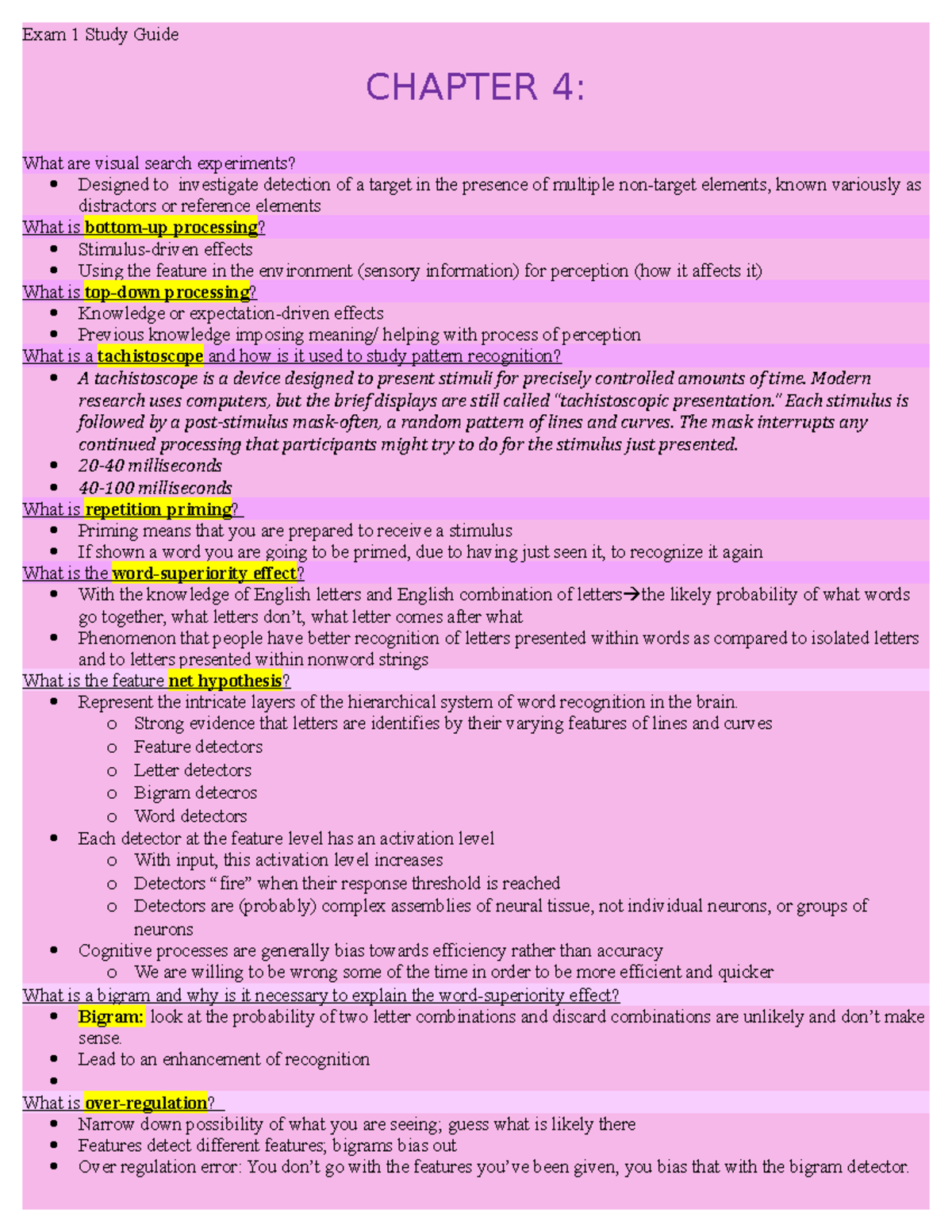 Study Guide Unit 4 - Unit Summary - Exam 1 Study Guide CHAPTER 4: What ...