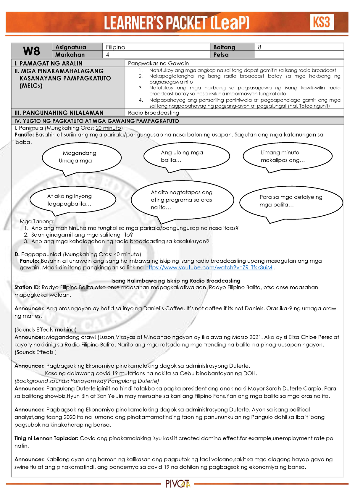 Q4 Filipino 8 Week 8 - Make It Useful! - W Asignatura Filipino Baitang ...