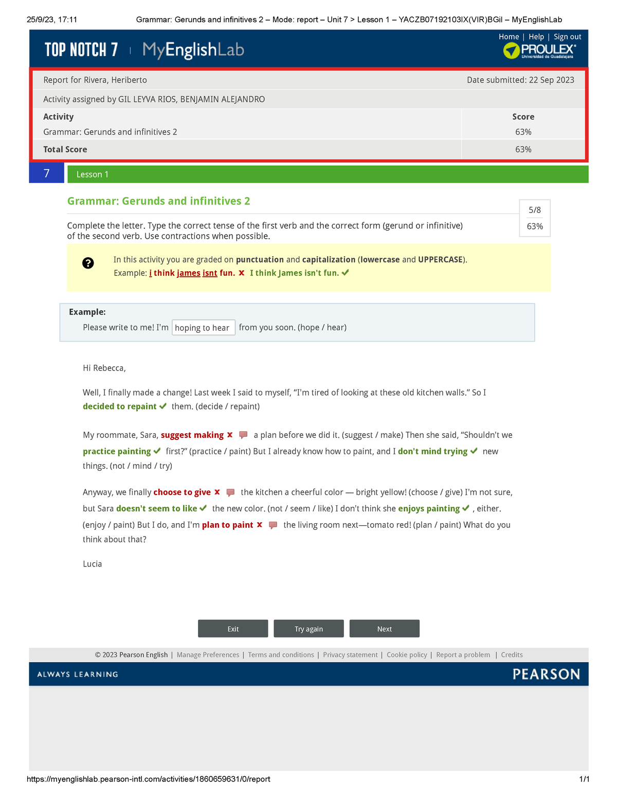 Grammar Gerunds And Infinitives 2 – Mode Report – Unit 7 Lesson 1 ...