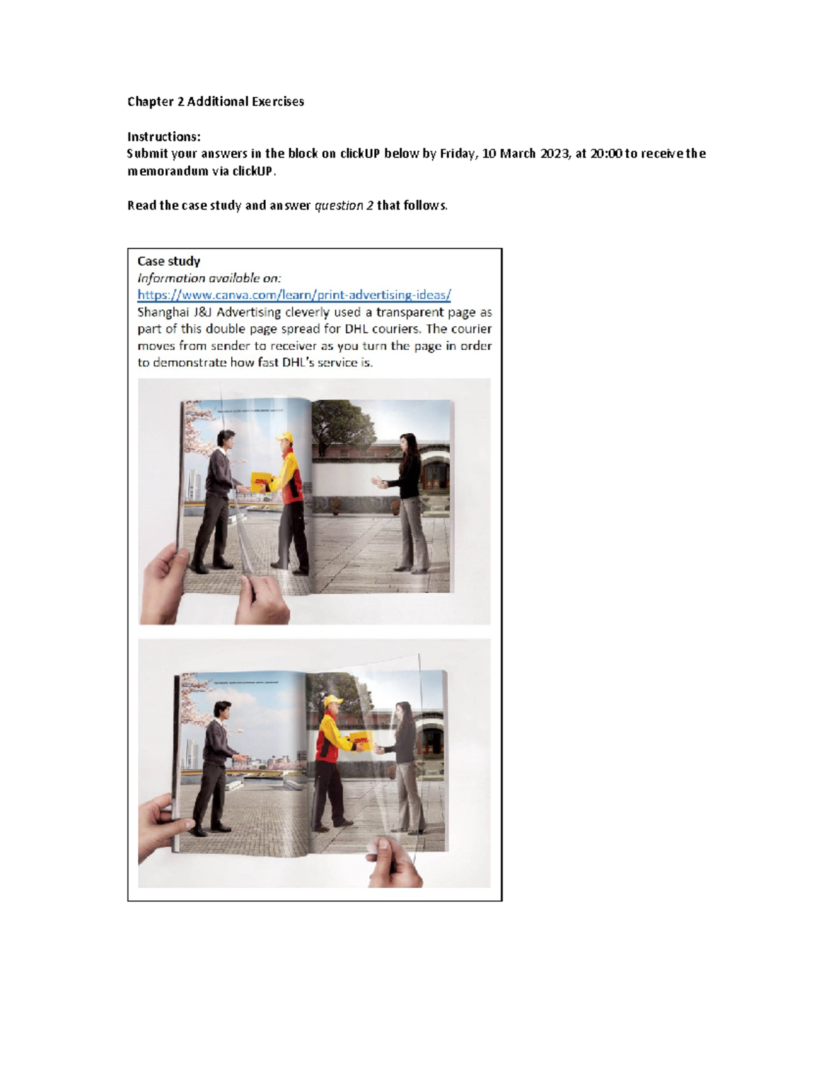 Chapter 2 Additional Exercises Memorandum - Chapter 2 Additional ...