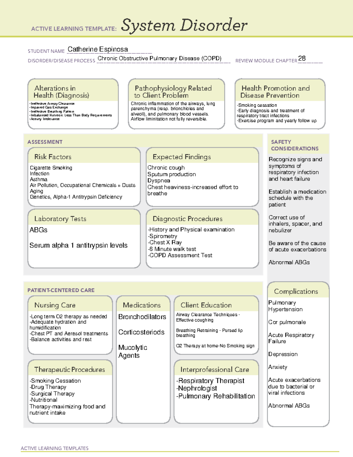 COPD System Disorder ACTIVE LEARNING TEMPLATES System Disorder