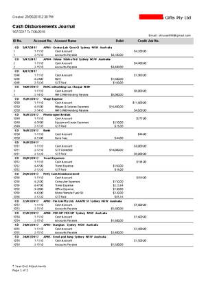 cash disbursements journal myob case study 1 022207 accounting cash disbursements journal