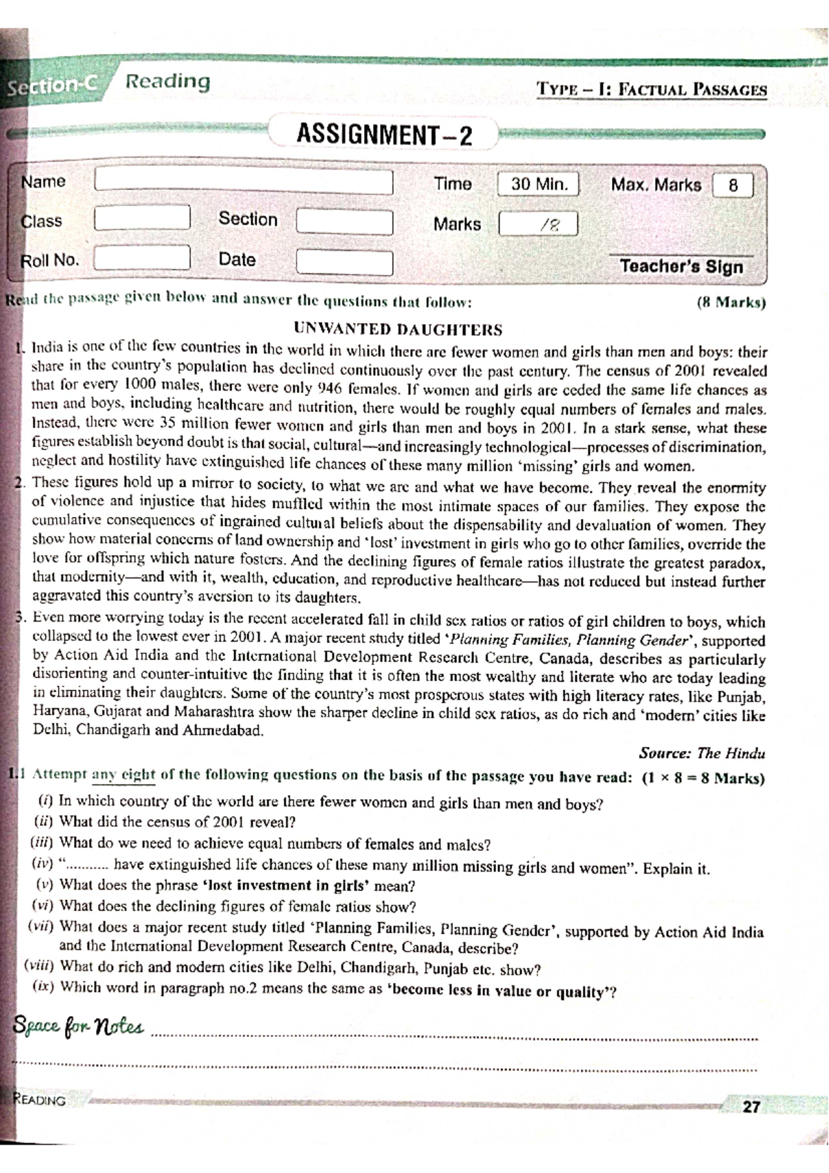Reading comprehension 3 - English Language - Studocu