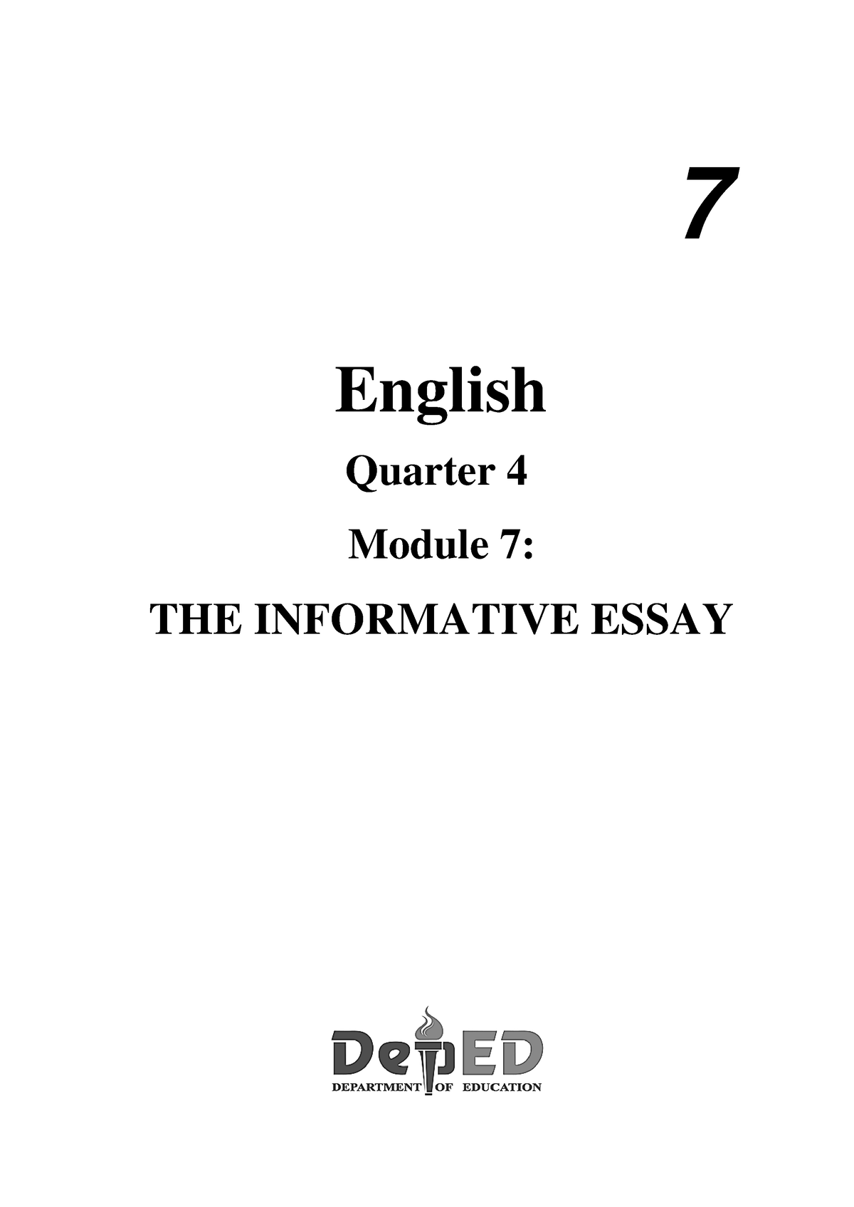 7 Q4 English Fourth Quarter Module 7 for Grade 7 Class 7 Quarter 4