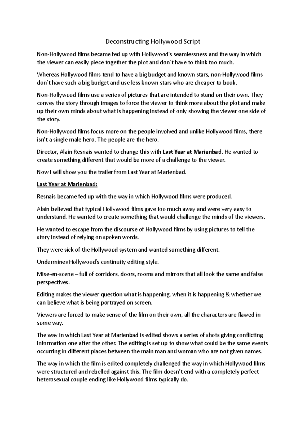Deconstructing Hollywood Script - Deconstructing Hollywood Script Non ...