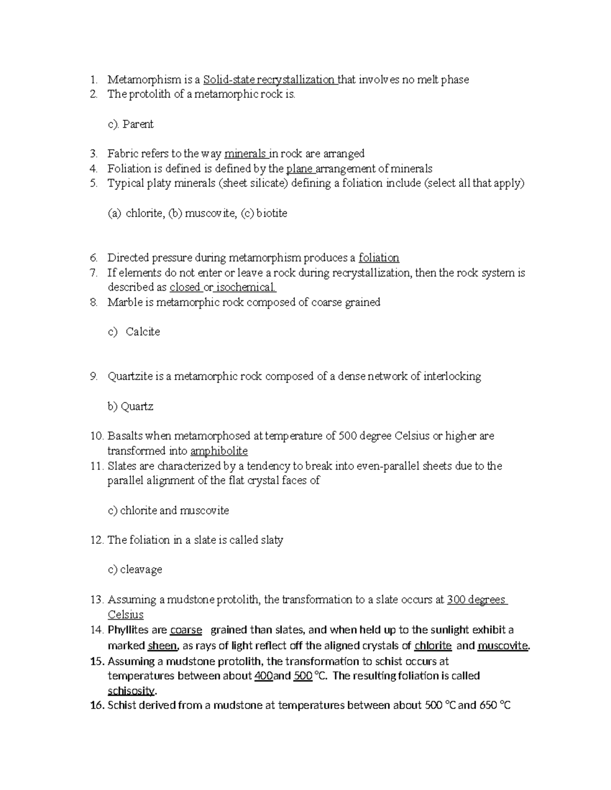 Assignment 2. metamorphic rocks - Metamorphism is a Solid-state ...