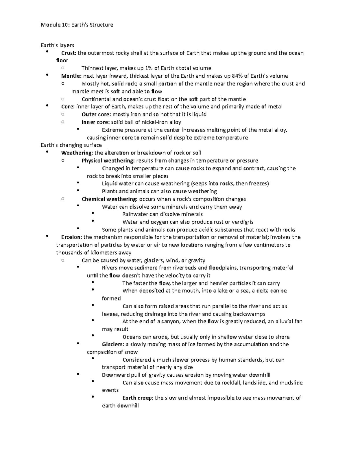 Module 10 - Earth's layers Crust: the outermost rocky shell at the ...