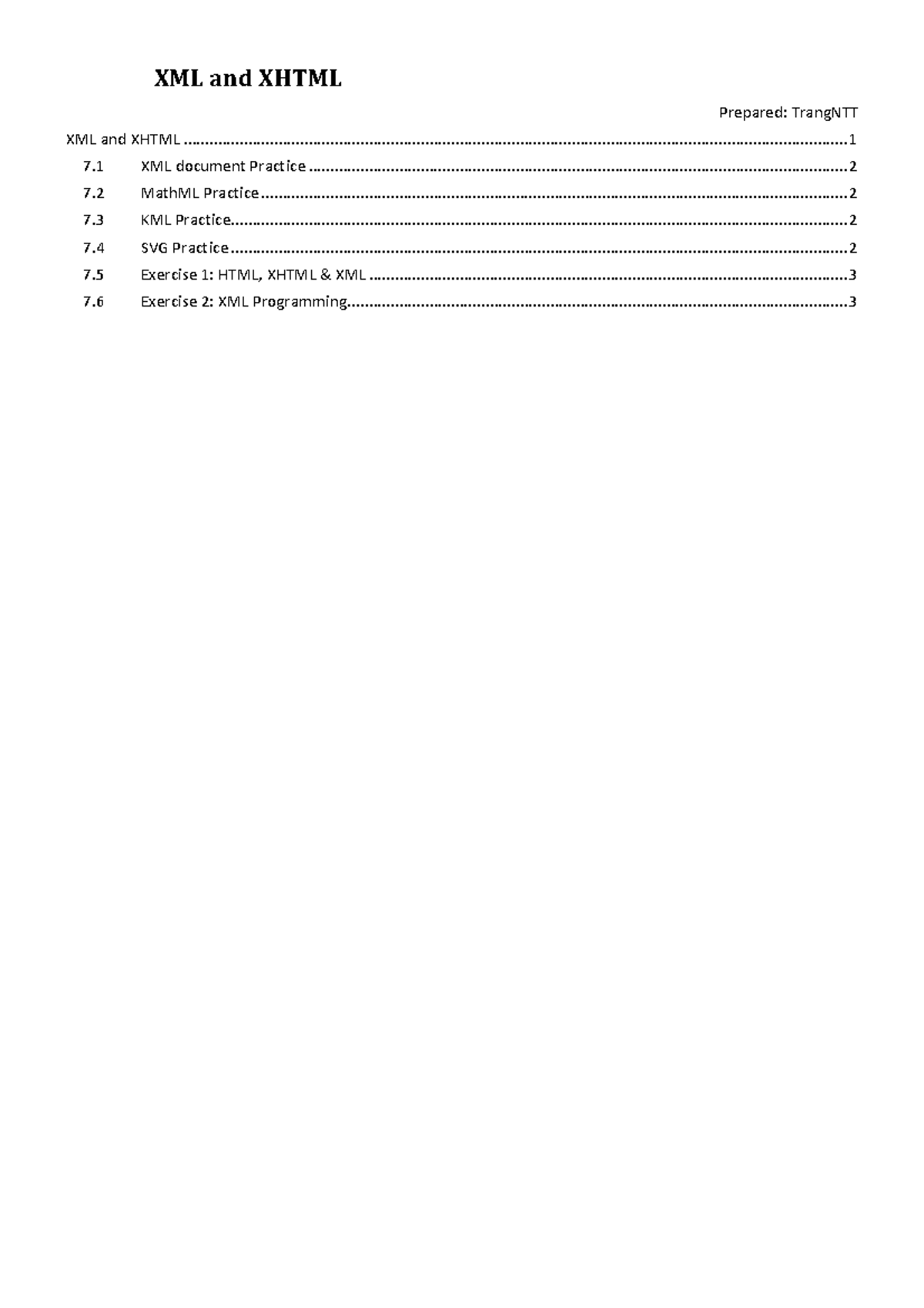 Lab 07 - XML & Xhtml - abc - XML and XHTML Prepared: TrangNTT XML and ...