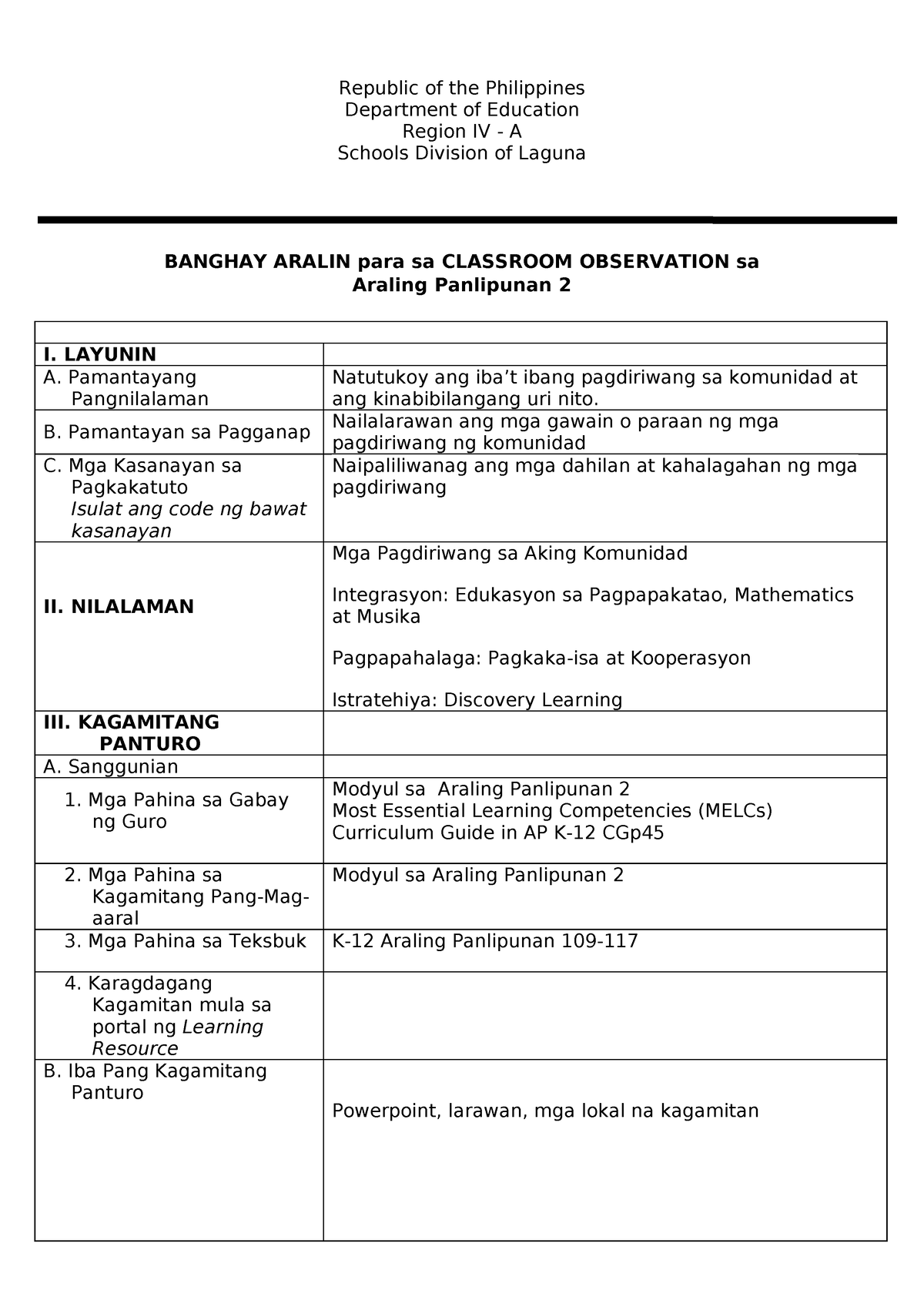 Cot Lesson Plan Ap Q2 2023 2024 Republic Of The Philippines Department Of Education Region Iv 7715