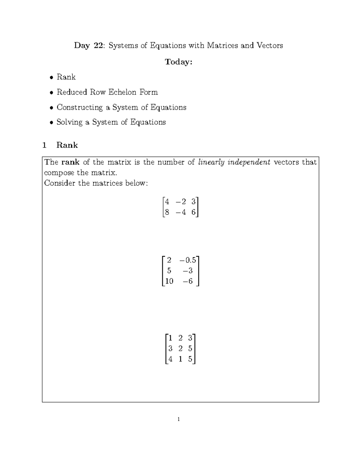 Day 22 - Systems of Equations with Matrices and Vectors - Day 22 ...