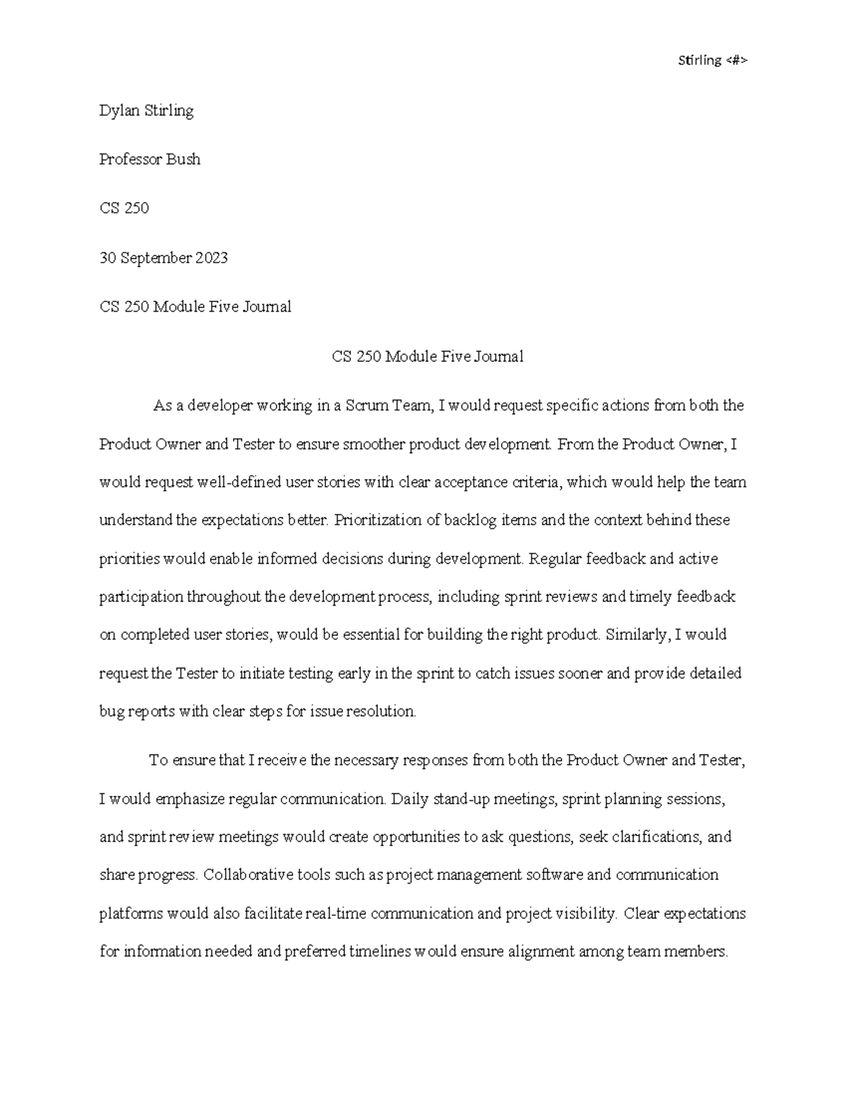 CS 250 Module Five Journal Dylan Stirling - Stirling Dylan Stirling ...