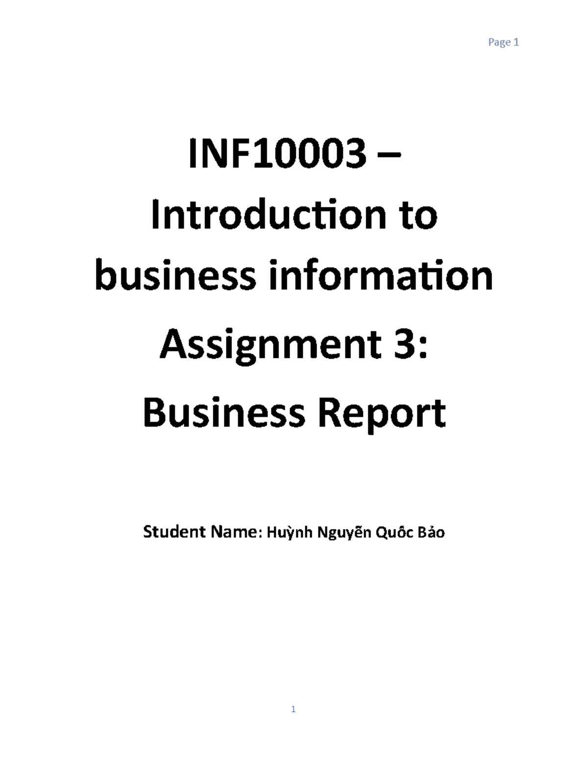 e business report assignment