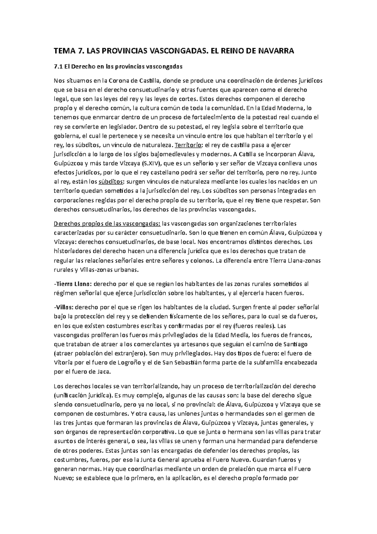 Tema 7. LAS PROVINCIAS VASCONGADAS. EL REINO DE NAVARRA Historia del