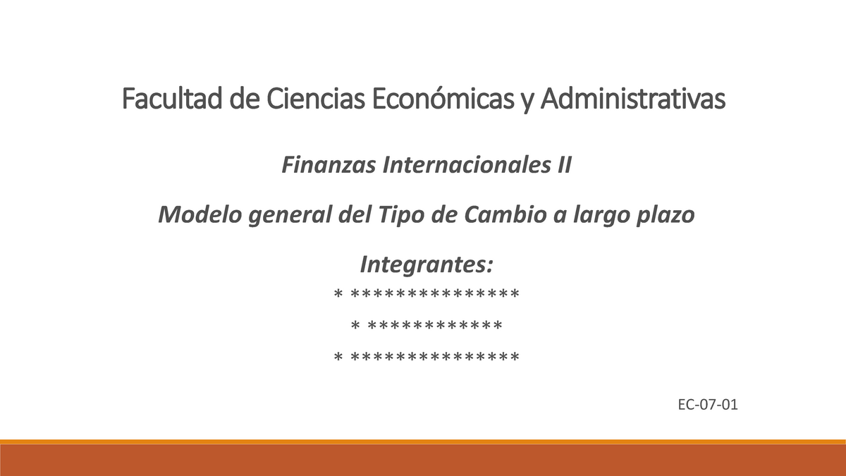 Modelo general del Tipo de Cambio - En términos del TC nominal y el nivel  de precios en ambos - Studocu