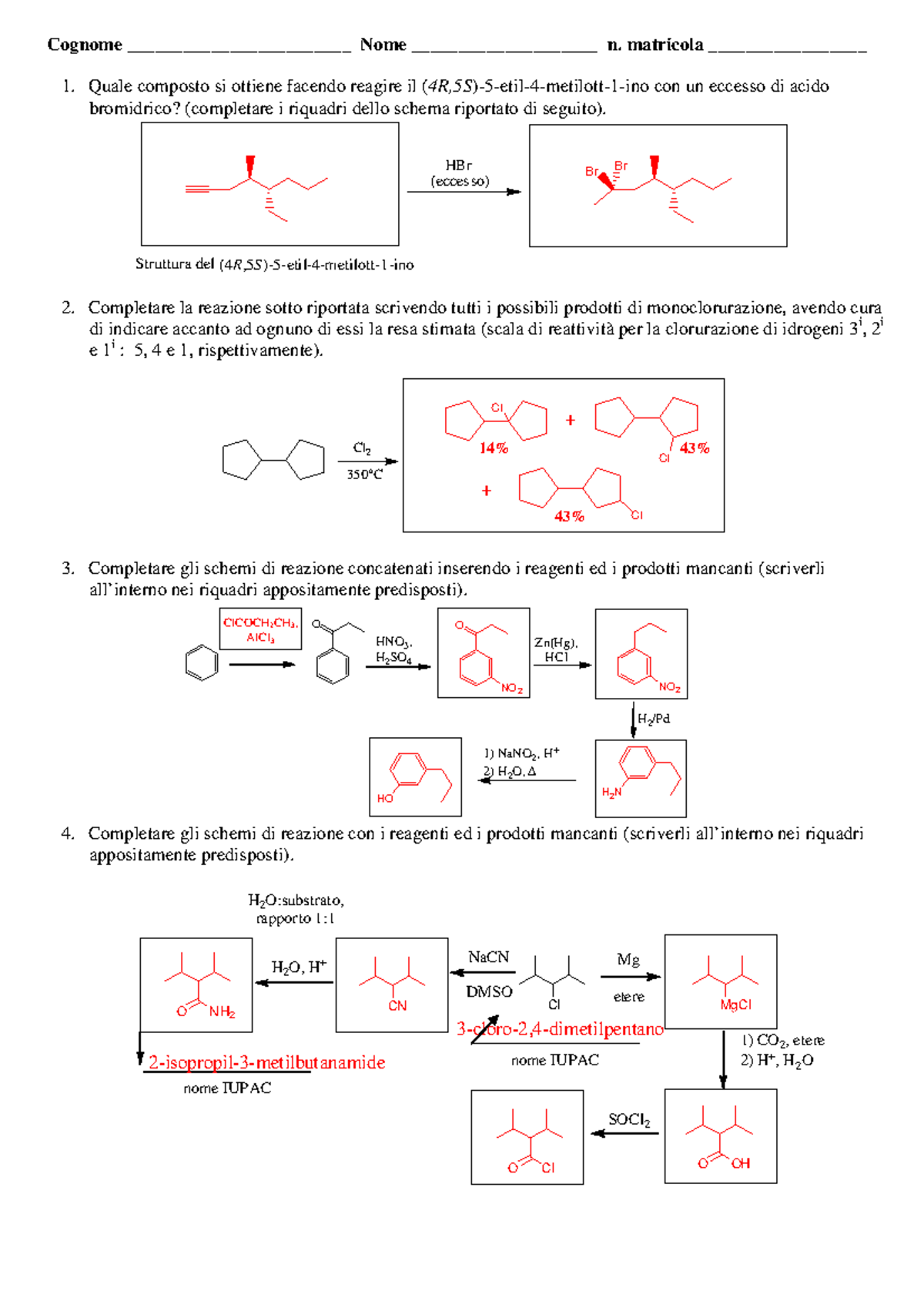 Esercizi Nomenclatura Chimica Organica Pdf Con Soluzioni