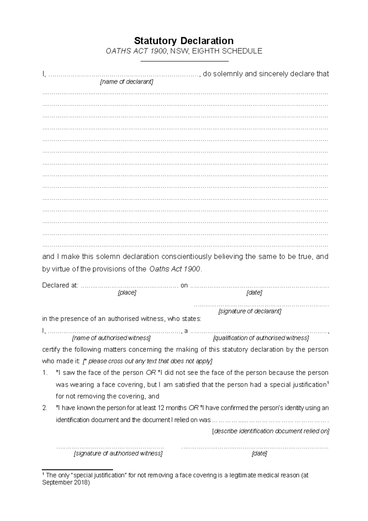 Nsw stat dec schedule 8 - nsw stat dec - Statutory Declaration OATHS ...
