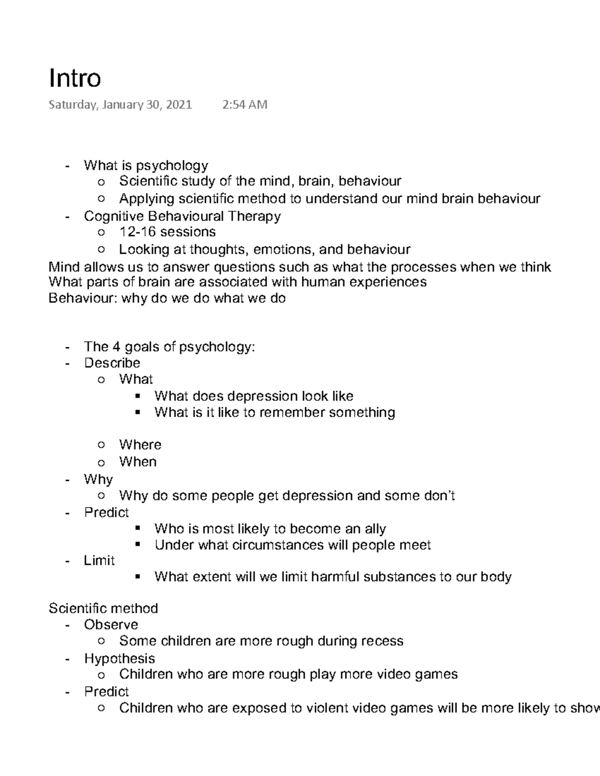 PSY 102 Chapter 1 - Lecture Notes 1 - What Is Psychology Scientific ...