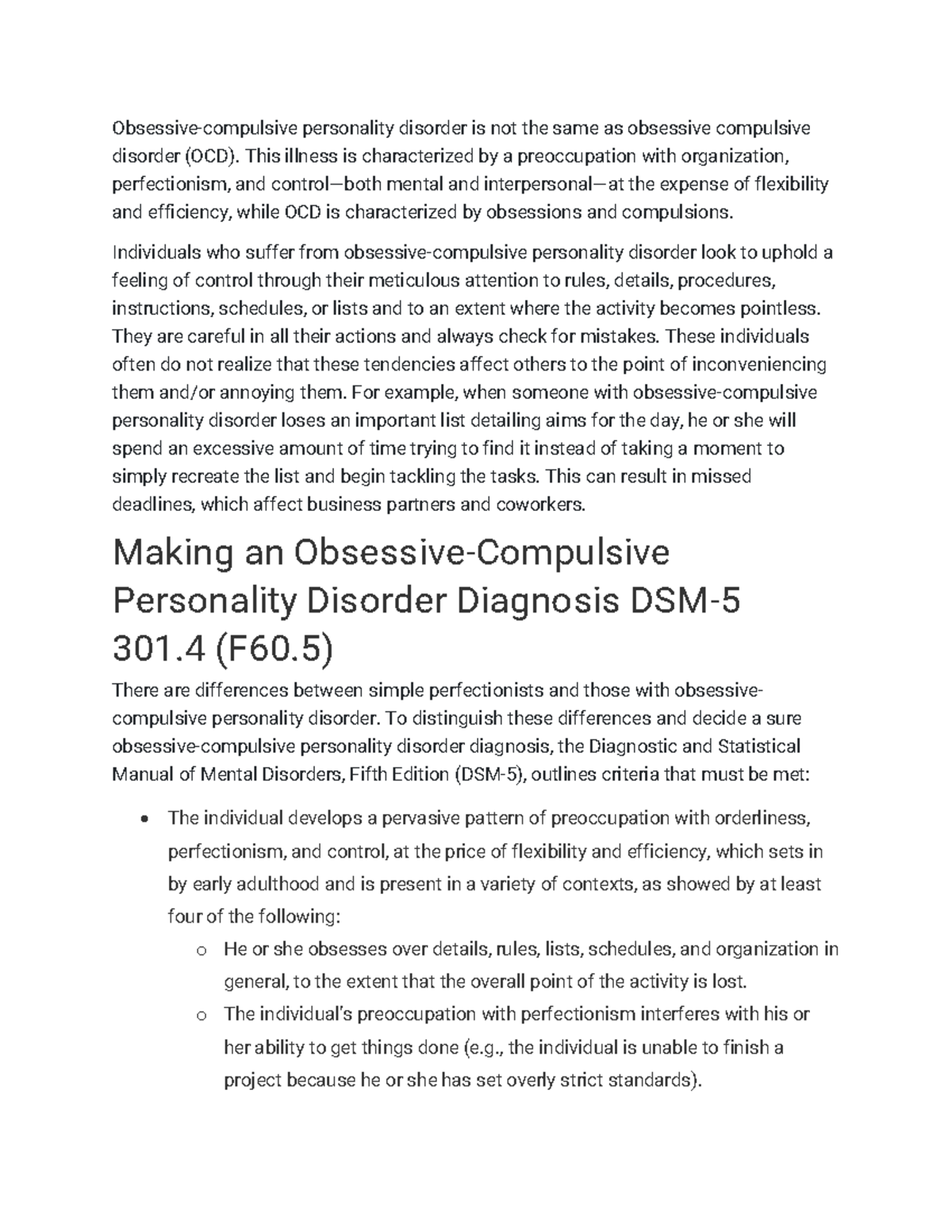 Ocd Notes Obsessive Compulsive Personality Disorder Is Not The Same As Obsessive Compulsive 6738