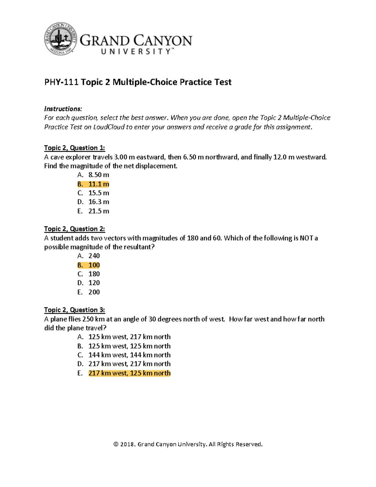 Phy Topic Multiple Choice Practice Test When You Are Done Open The Topic Multiple