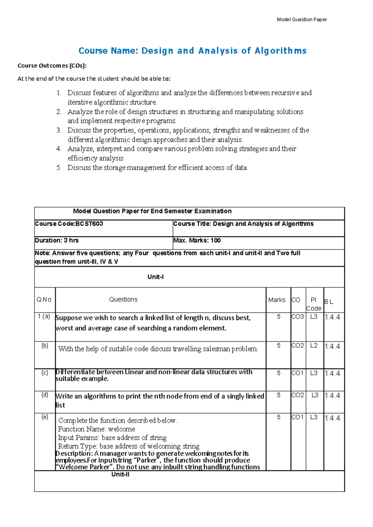 Designppr - daa - Design & Analysis of alogrithms Note : Attempt all ...