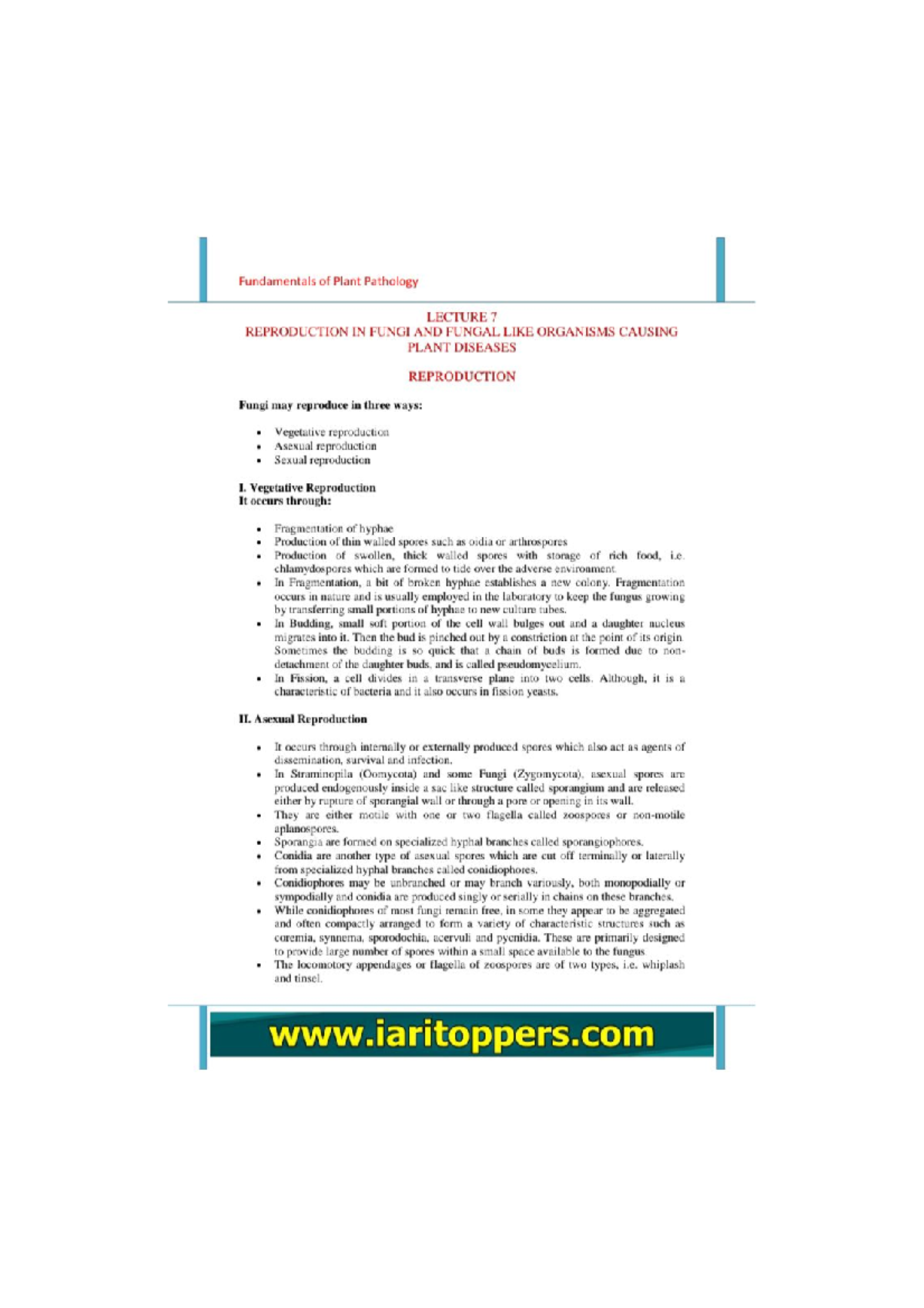 Lecture 7 - Plant pathology - Studocu