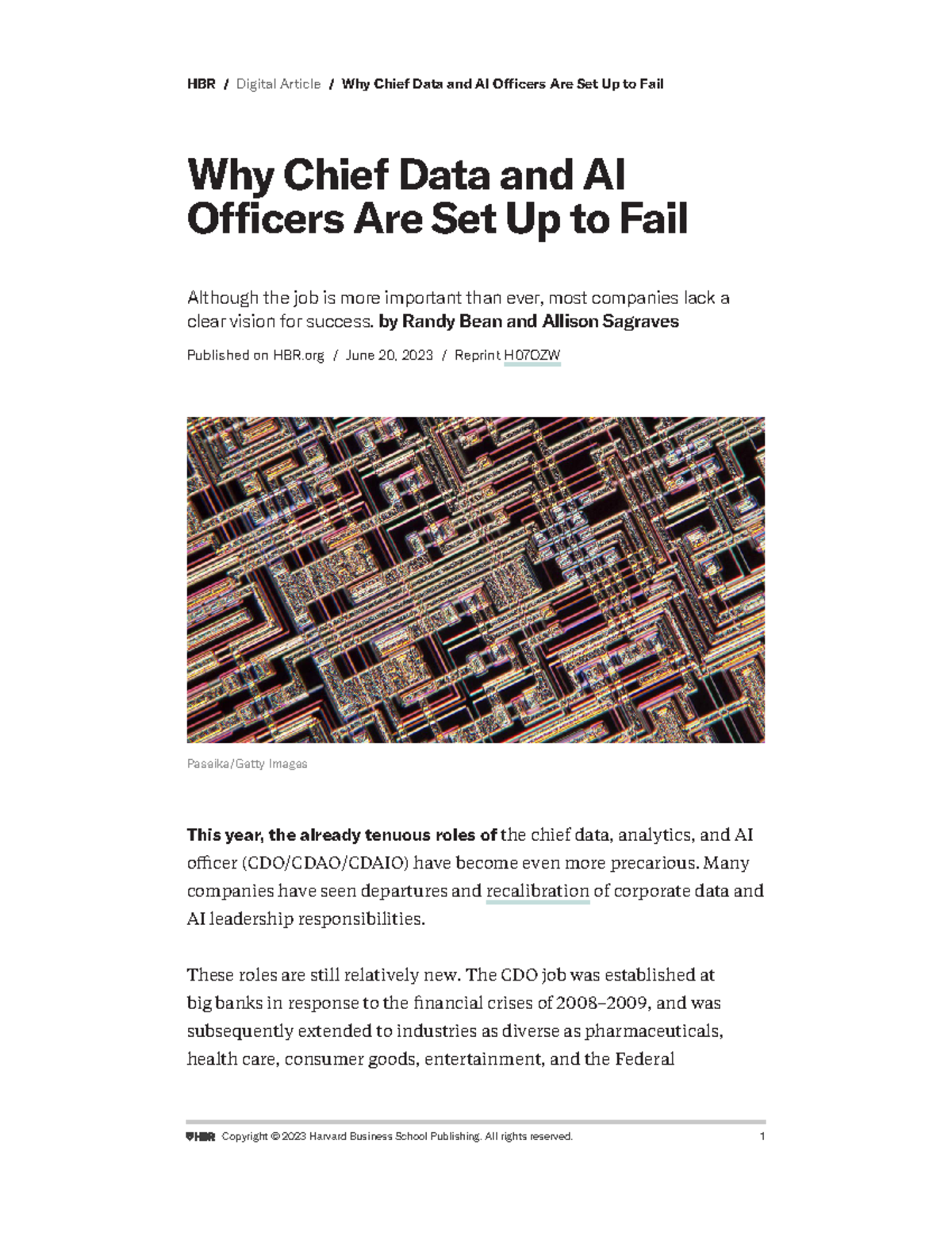 Upc Hbrda Bean And Sagraves Why Chief Data And Ai Officers Are Set Up