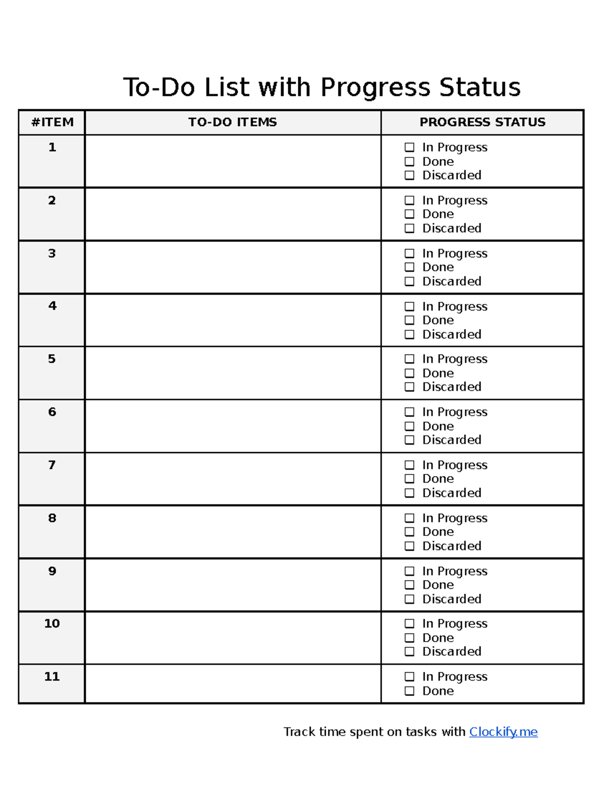 ToDo List with Progress Status Studocu
