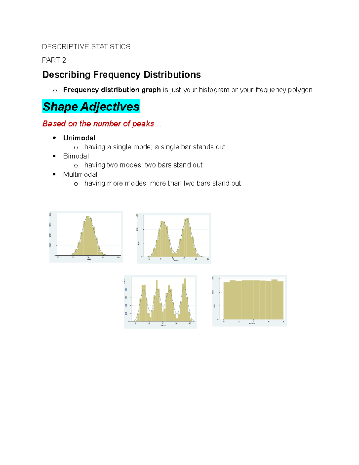 2 Part2 Descriptive Statistics - DESCRIPTIVE STATISTICS PART 2 ...