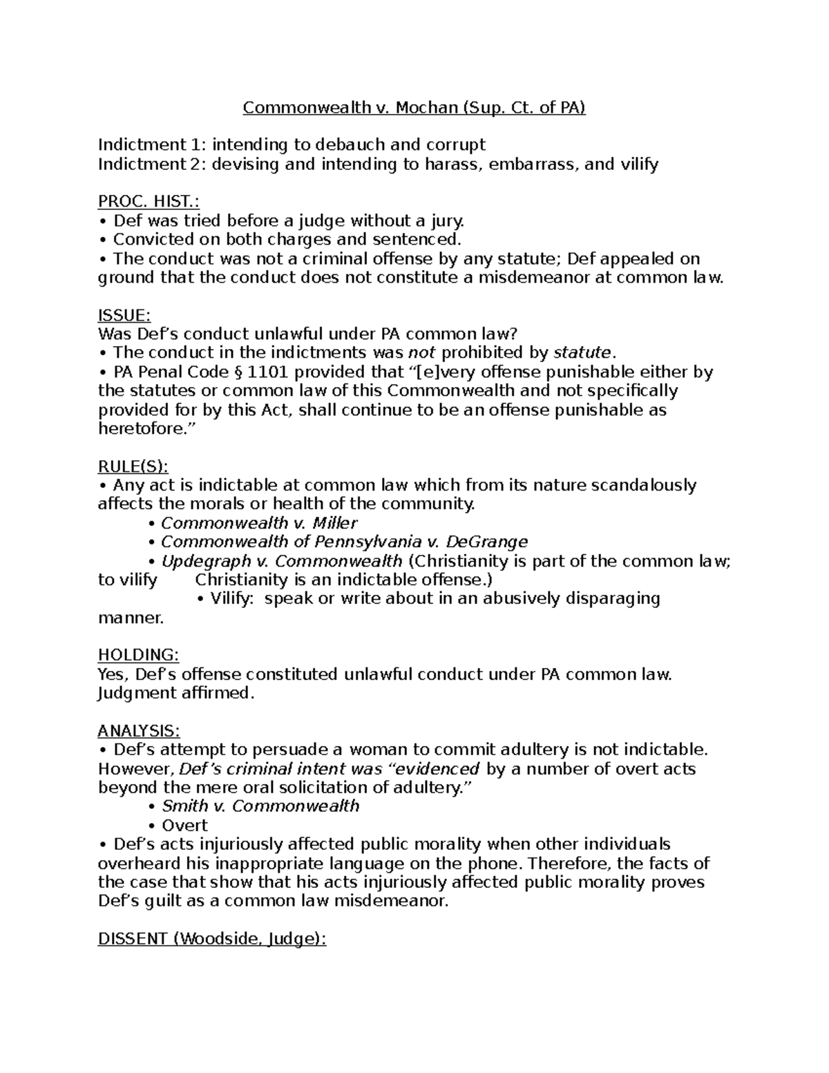 Commonwealth v. Mochan Commonwealth v. Mochan (Sup. Ct. of PA