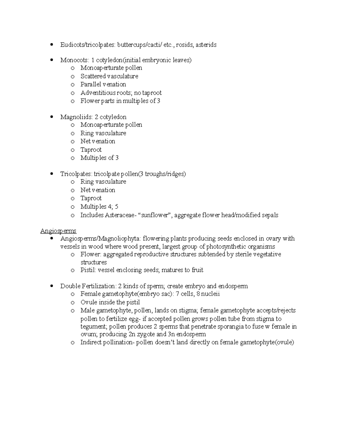 Botany test 3 sg test 3 study guide etc., rosids, asterids Monocots