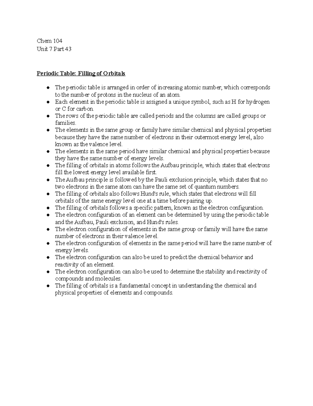 General Chemistry 104 Unit 7 Part 43 Notes - Chem 104 Unit 7 Part 43 ...