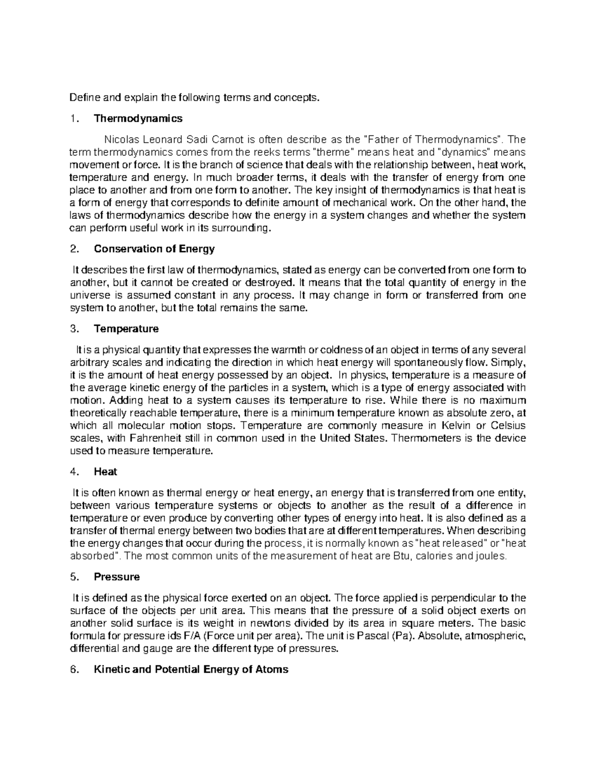 Activity No. 3 Research Notes about Thermo Define and explain the