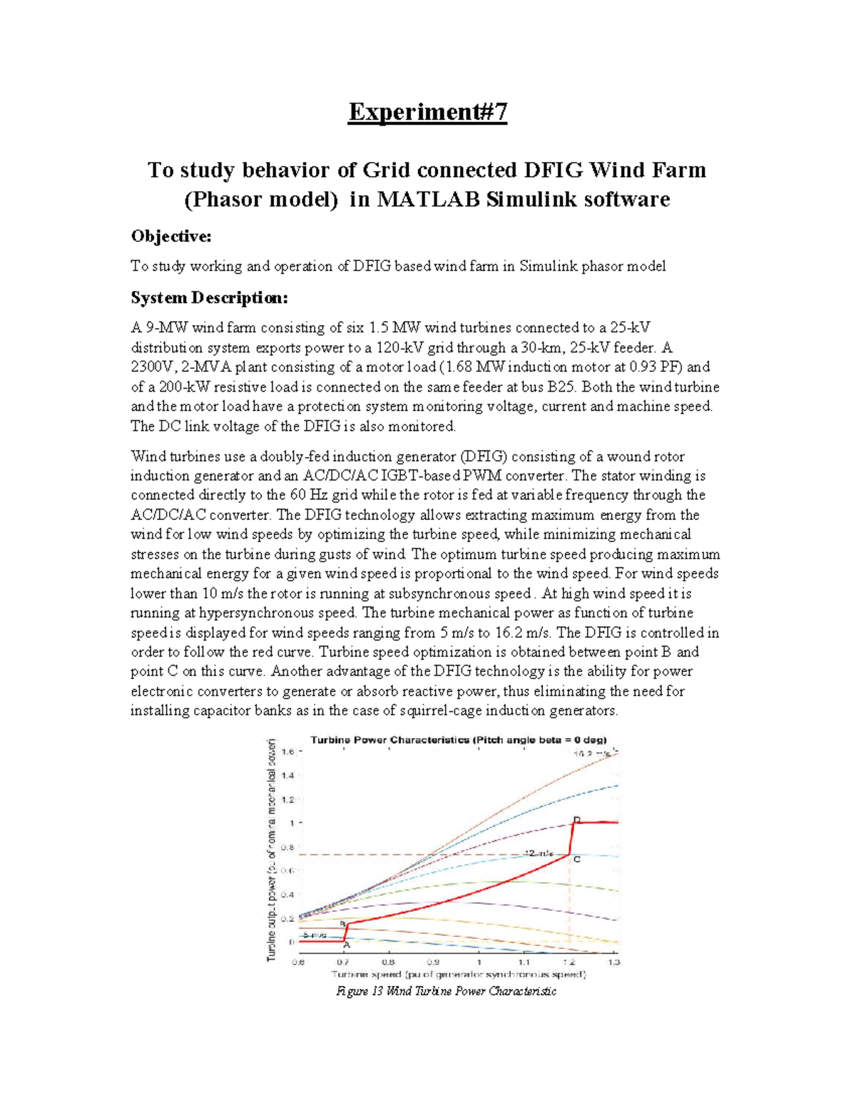 7-8 - Experiment# To study behavior of Grid connected DFIG Wind Farm ...
