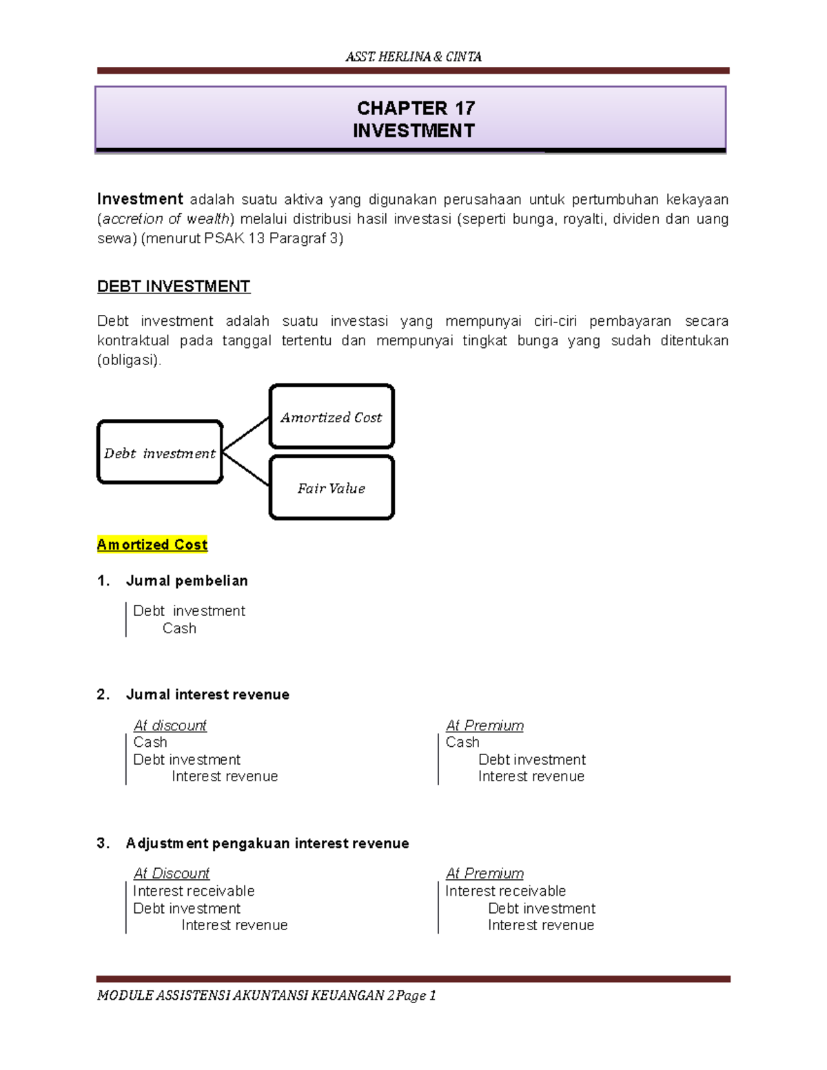 Chapter 17 - Investments - Accounting - Yogyakarta - Studocu