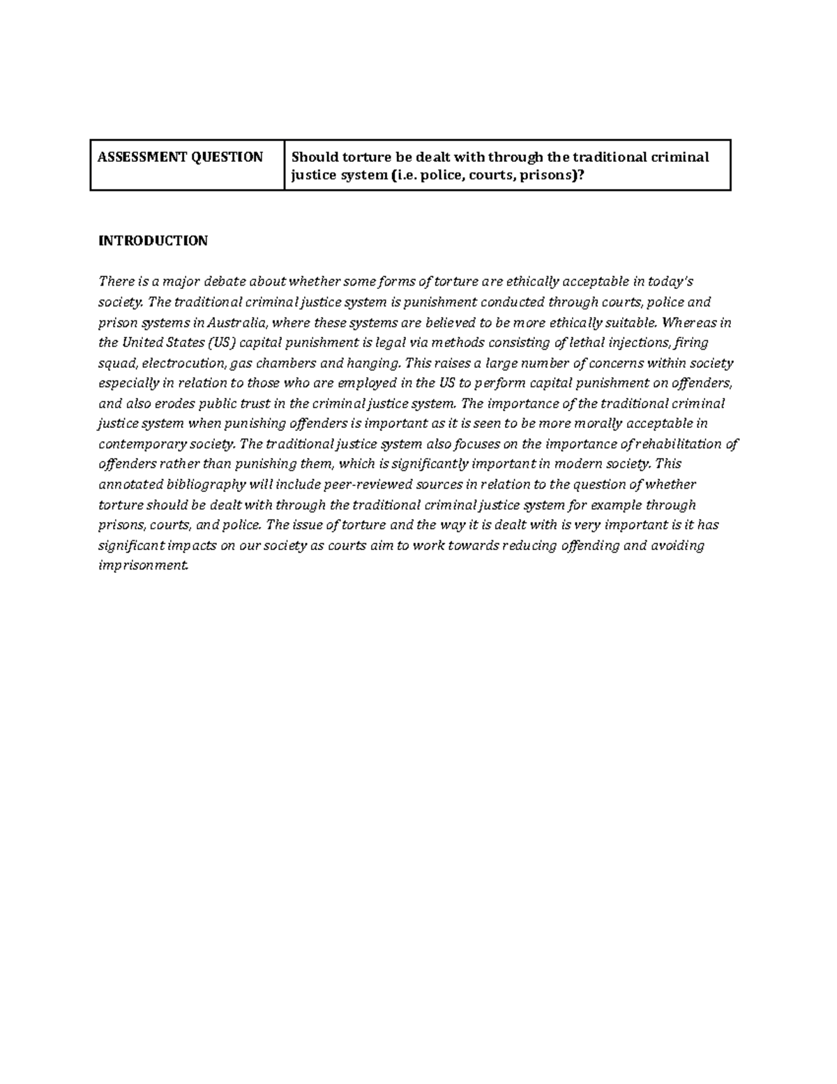 Perspectives OF CRIM Annotated Bibliography - ASSESSMENT QUESTION ...