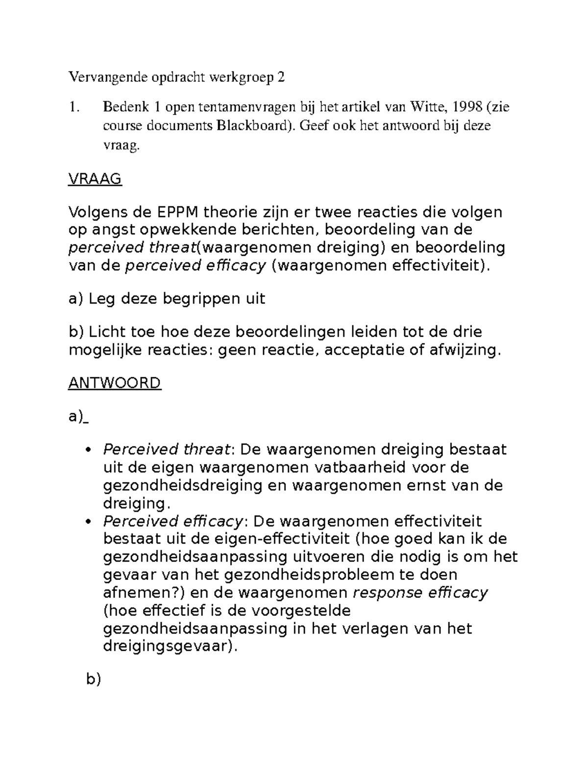 Vervangende Werkgroepopdracht - Vervangende Opdracht Werkgroep 2 1 ...