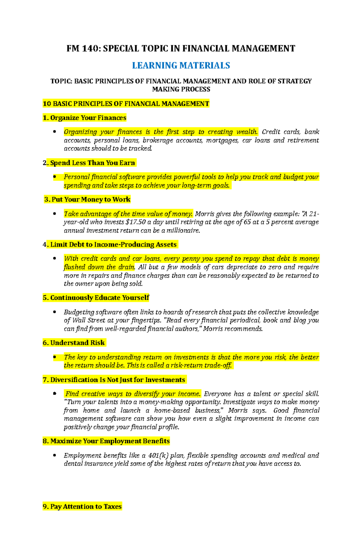 FM 140 Learning Material FROM GRP 1 3 - FM 140: SPECIAL TOPIC IN ...
