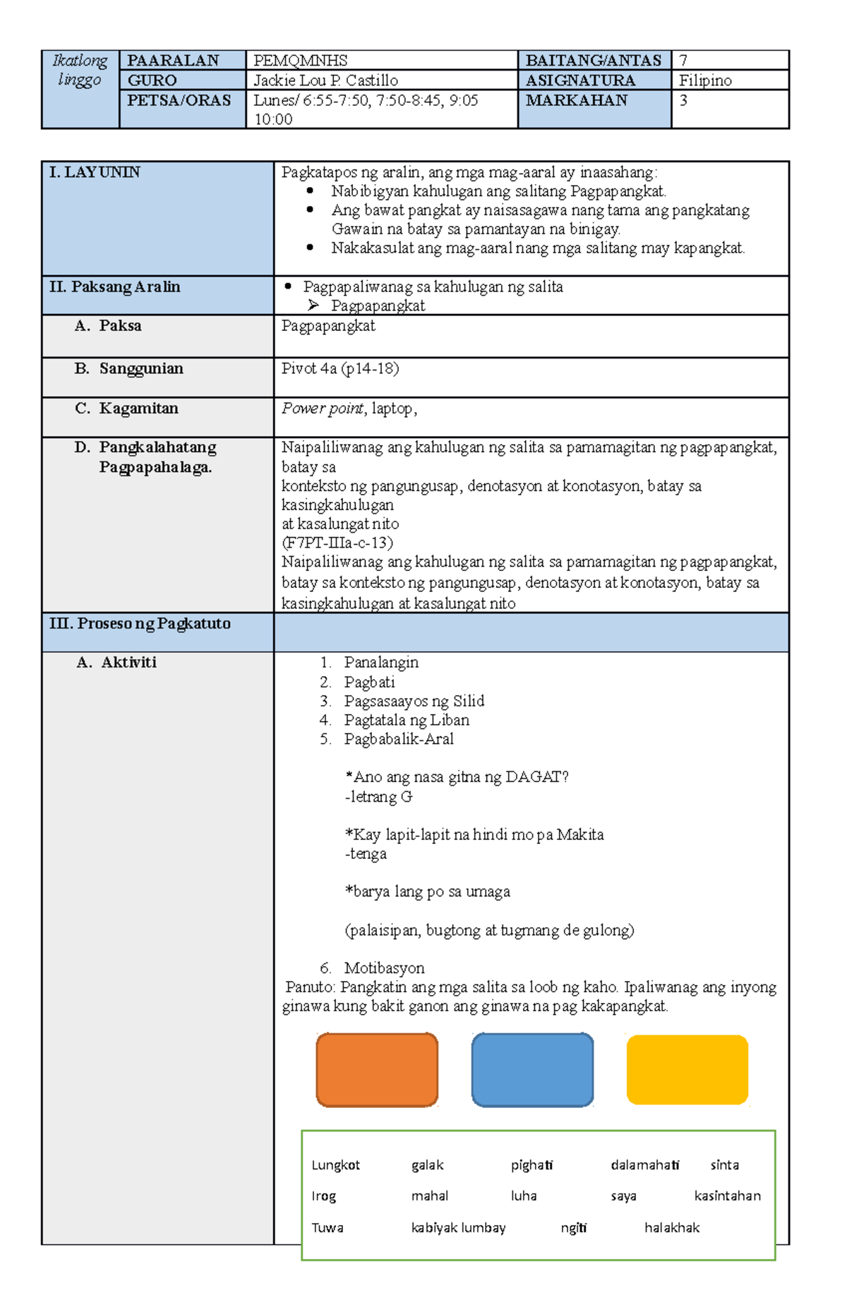 lesson-plan-grade-7-ikatlong-linggo-paaralan-pemqmnhs-baitang-antas-7