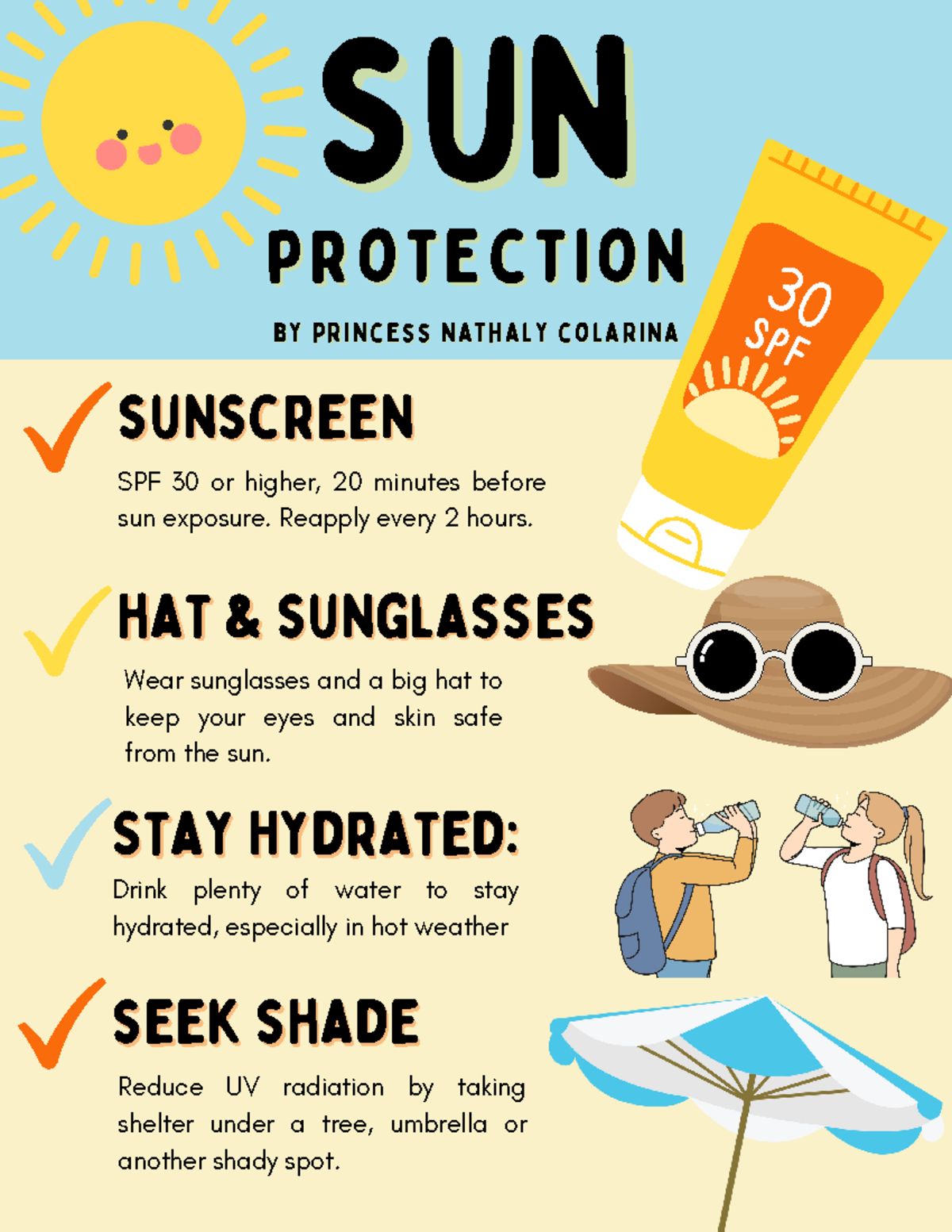 Sun Safety Poster - sunscreensunscreen SPF 30 or higher, 20 minutes ...