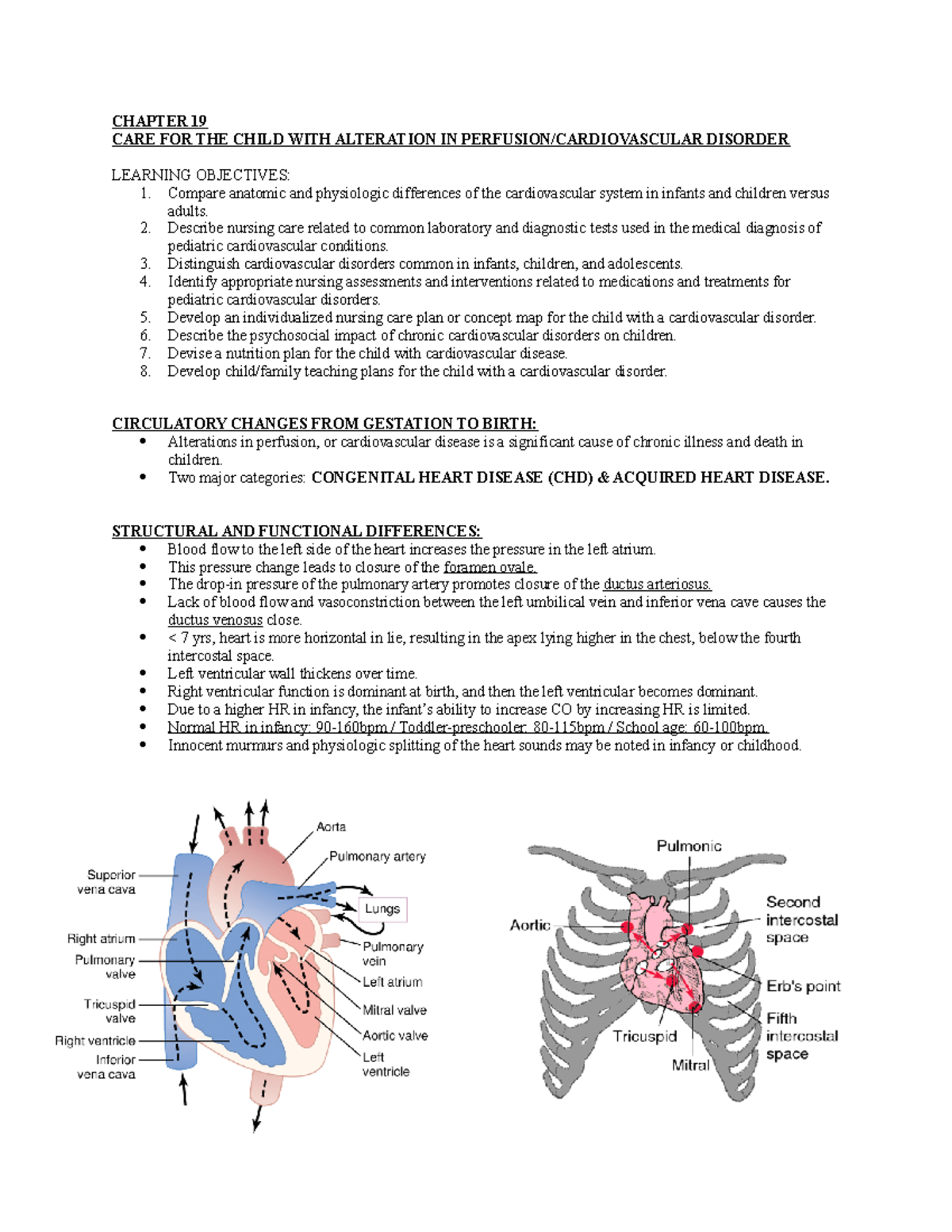 Ch. 19 Notes - CHAPTER 19 CARE FOR THE CHILD WITH ALTERATION IN ...