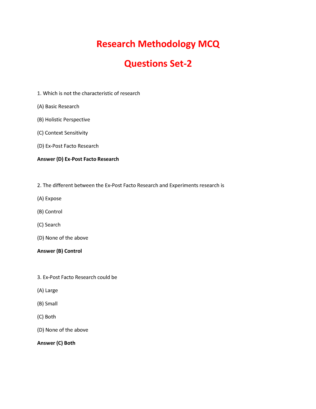 Research Methodology MCQ Questions Set-2-converted - Research ...