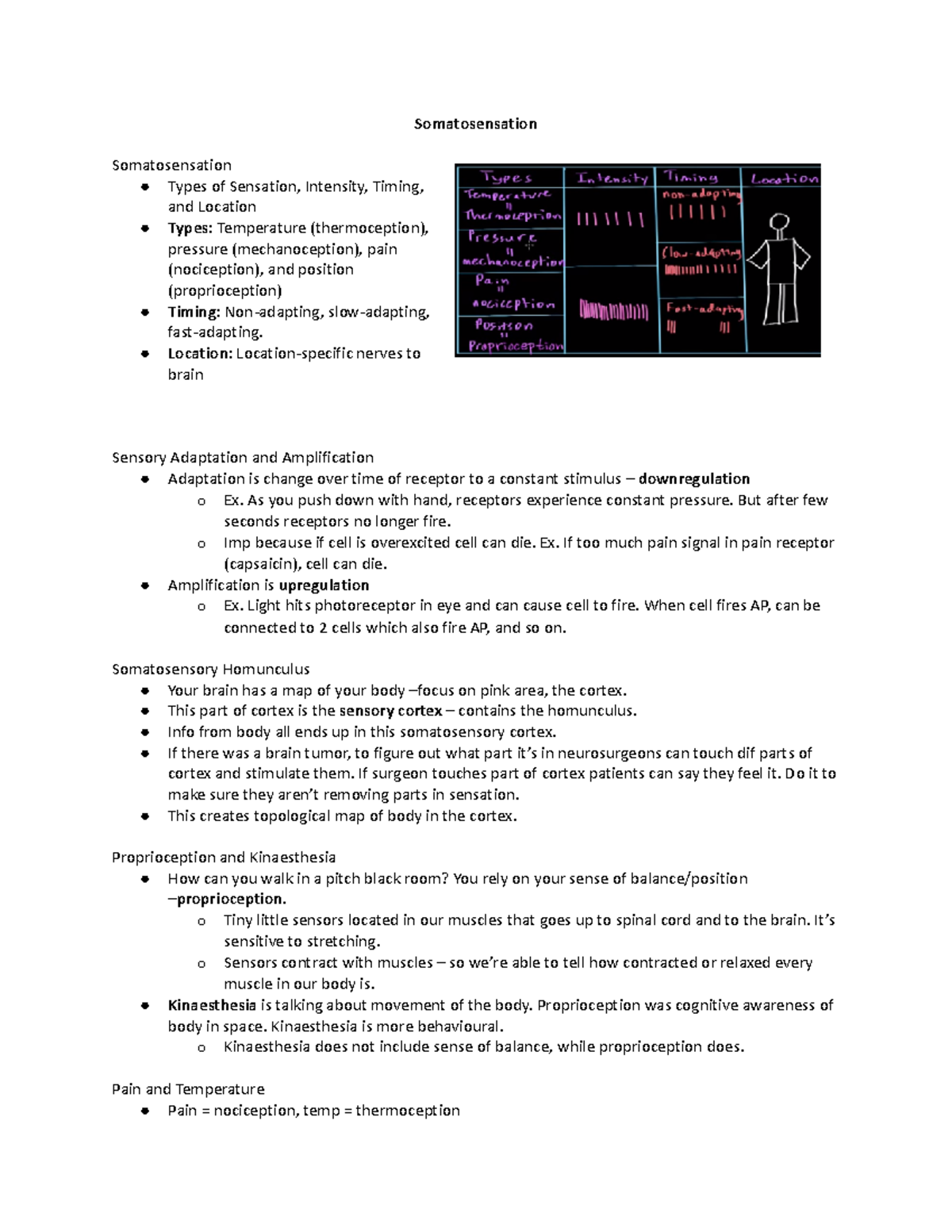 Somatosensation - Somatosensation Somatosensation Types of Sensation ...