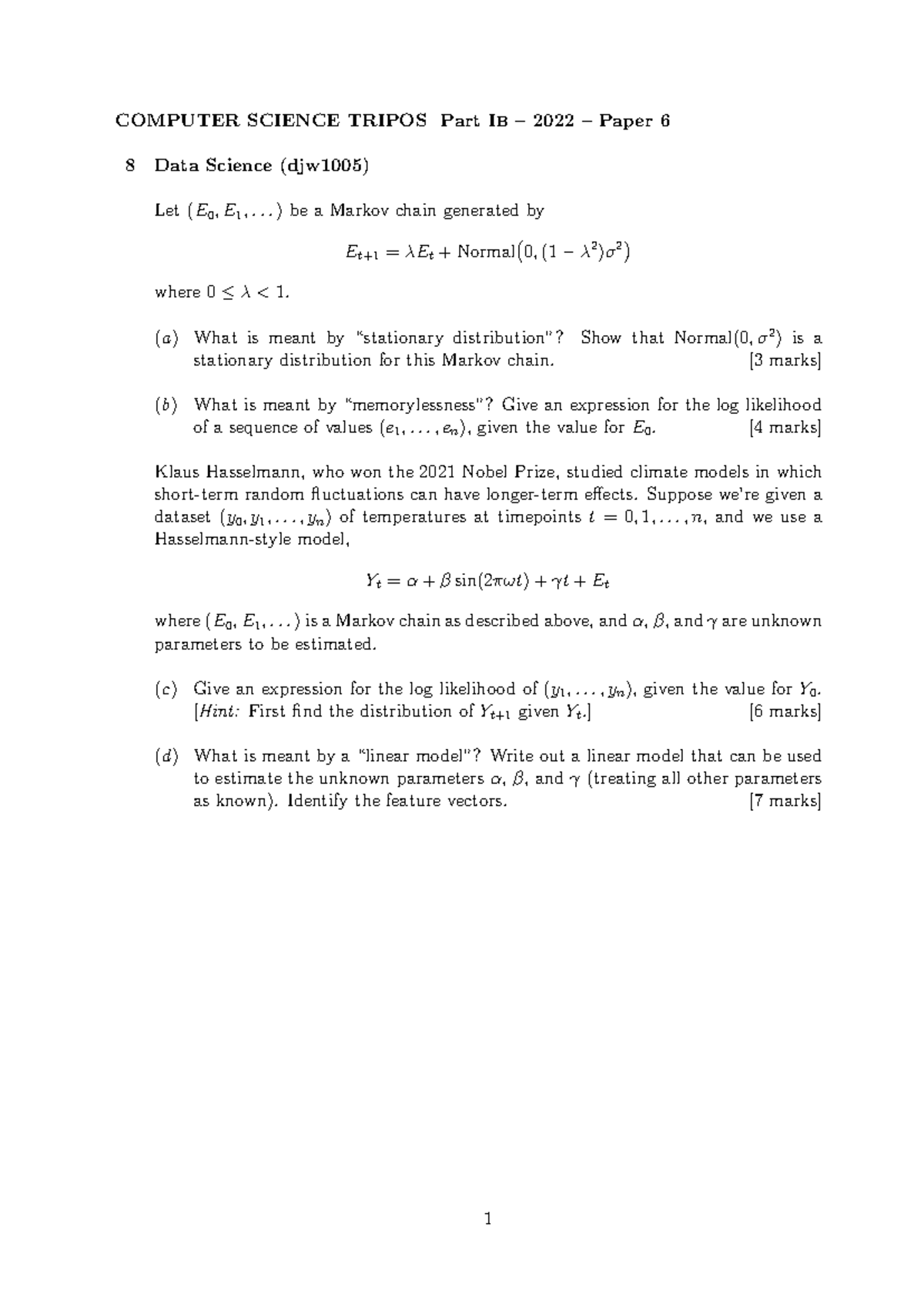 Y2022p6q8 - Sample Exam - 8 COMPUTER SCIENCE TRIPOS Part IB – 2022 ...