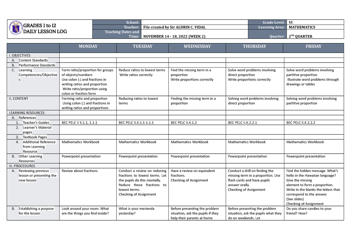 dll-mathematics-6-q2-w2-grades-1-to-12-daily-lesson-log-school-grade