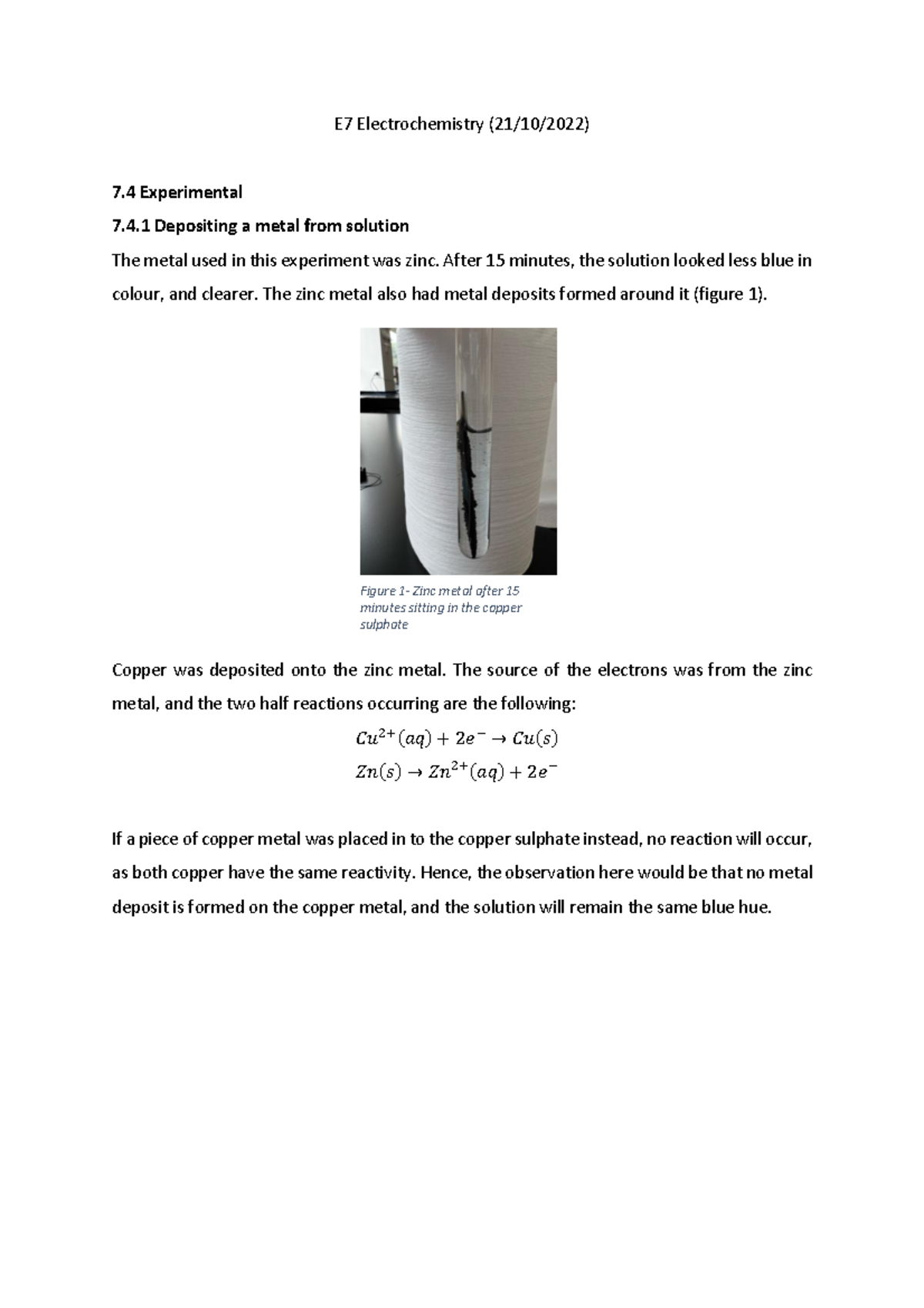 E7 Electrochemistry - LAB E7 Logbook - E7 Electrochemistry (21/10/2022 ...