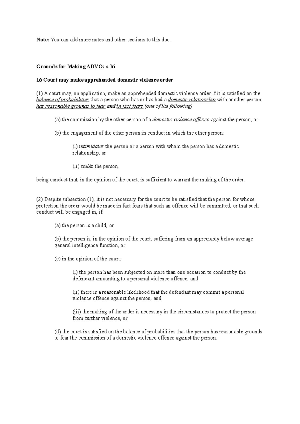 Grounds for Making ADVO - Note: You can add more notes and other ...