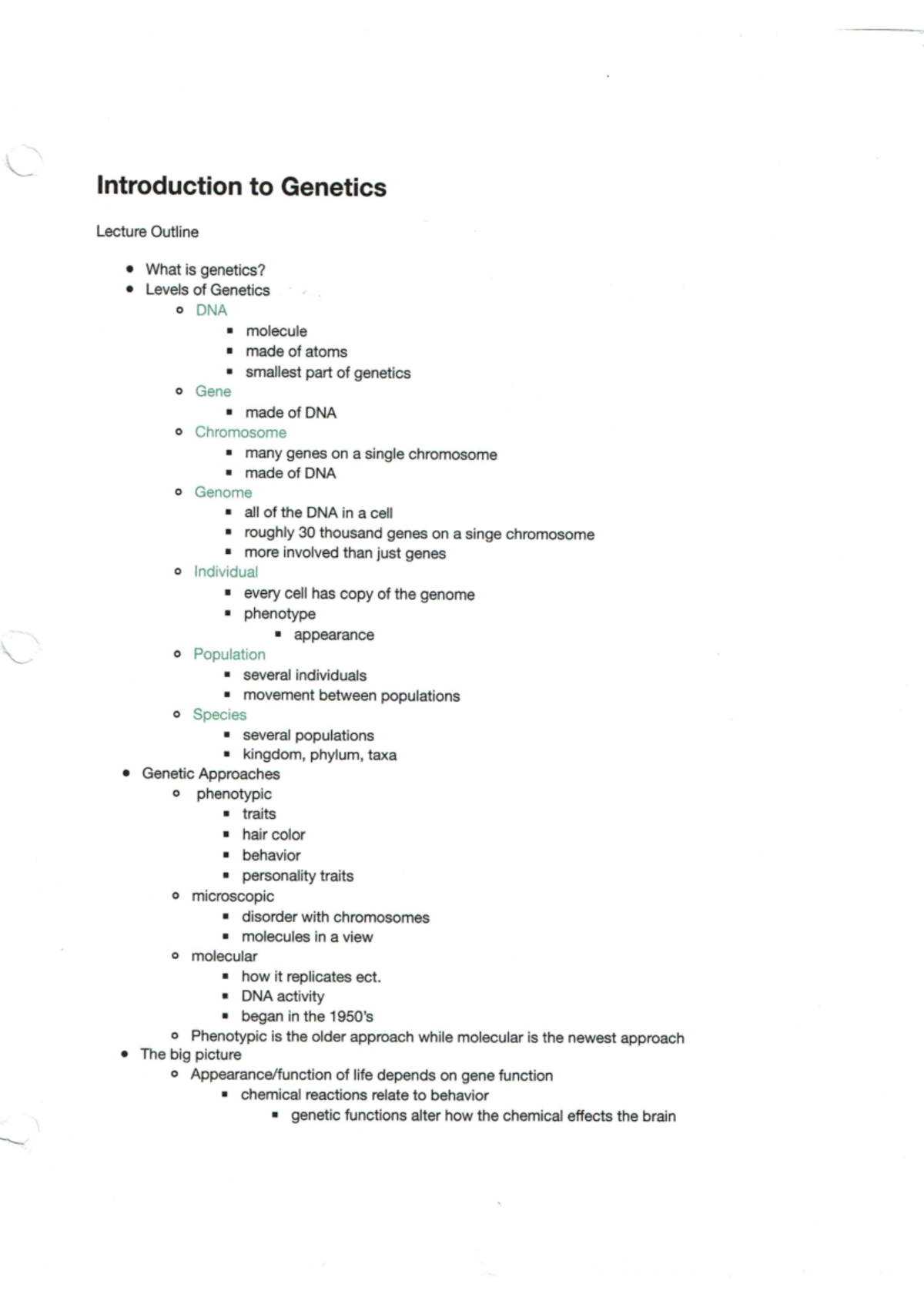 Lecture Notes Exam 1 - GEN 309 - Studocu