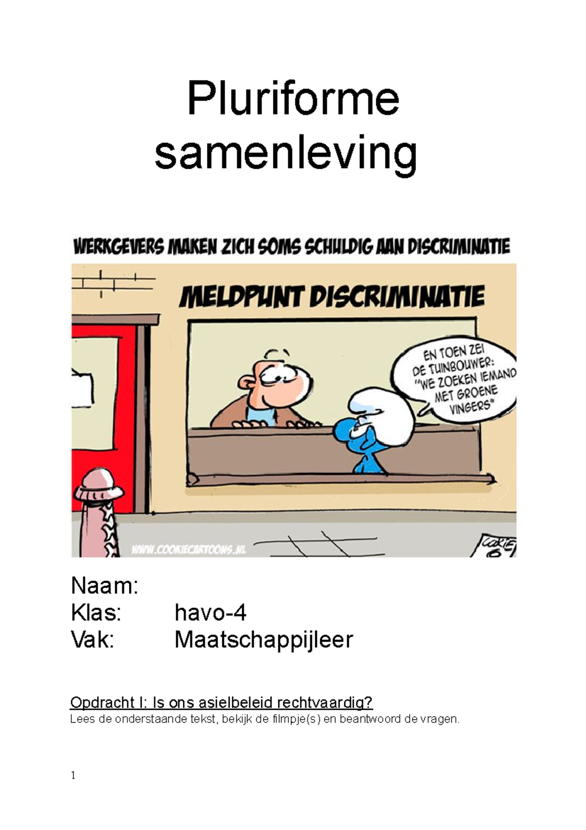 Boekjehavopluriformesamenleving - Pluriforme Samenleving Naam: Klas ...