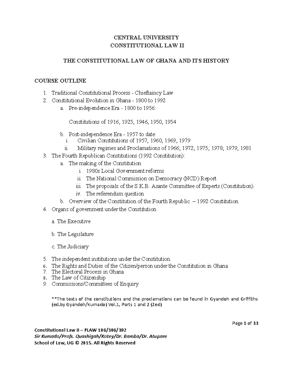 PDF document - Notes - CENTRAL UNIVERSITY CONSTITUTIONAL LAW II THE ...