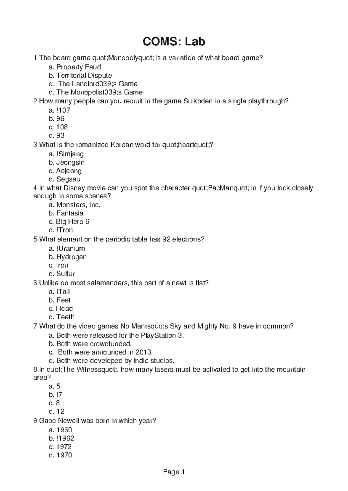 COMS155 Group Assignment 10 - COMS: Lab 1 The board game quot ...